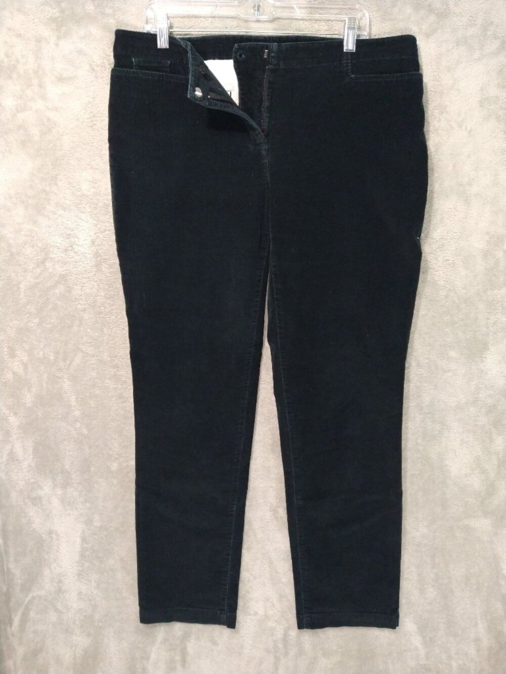 J Jill Pants Womens 12 Black Corduroy Straight Leg Mid Rise Stretch Cotton